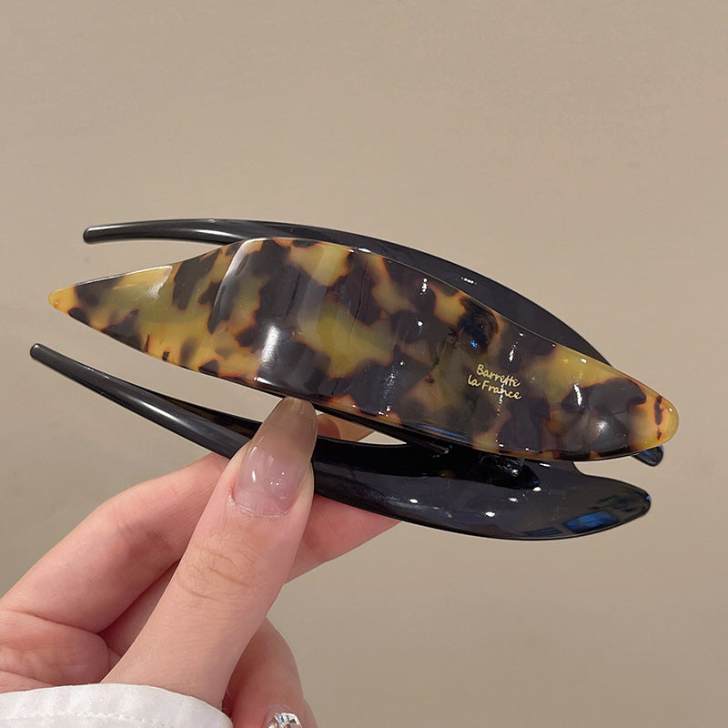 Retro Marbled Acetate Swallowtail Alligator Hair Clip, Long Duckbill Hair Clip for Women