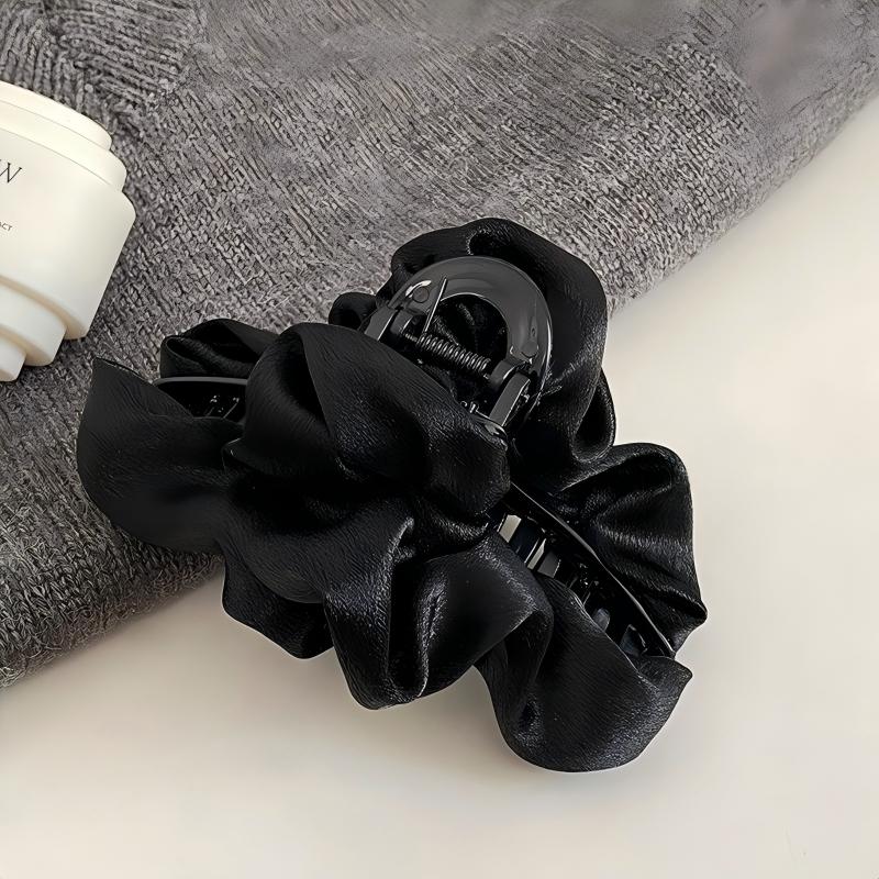 Satin Ruffled Banana Hair Clip Women Pleated Fabric Hair Barrette Elegant Ponytail Hair Accessory