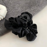 Satin Ruffled Banana Hair Clip Women Pleated Fabric Hair Barrette Elegant Ponytail Hair Accessory