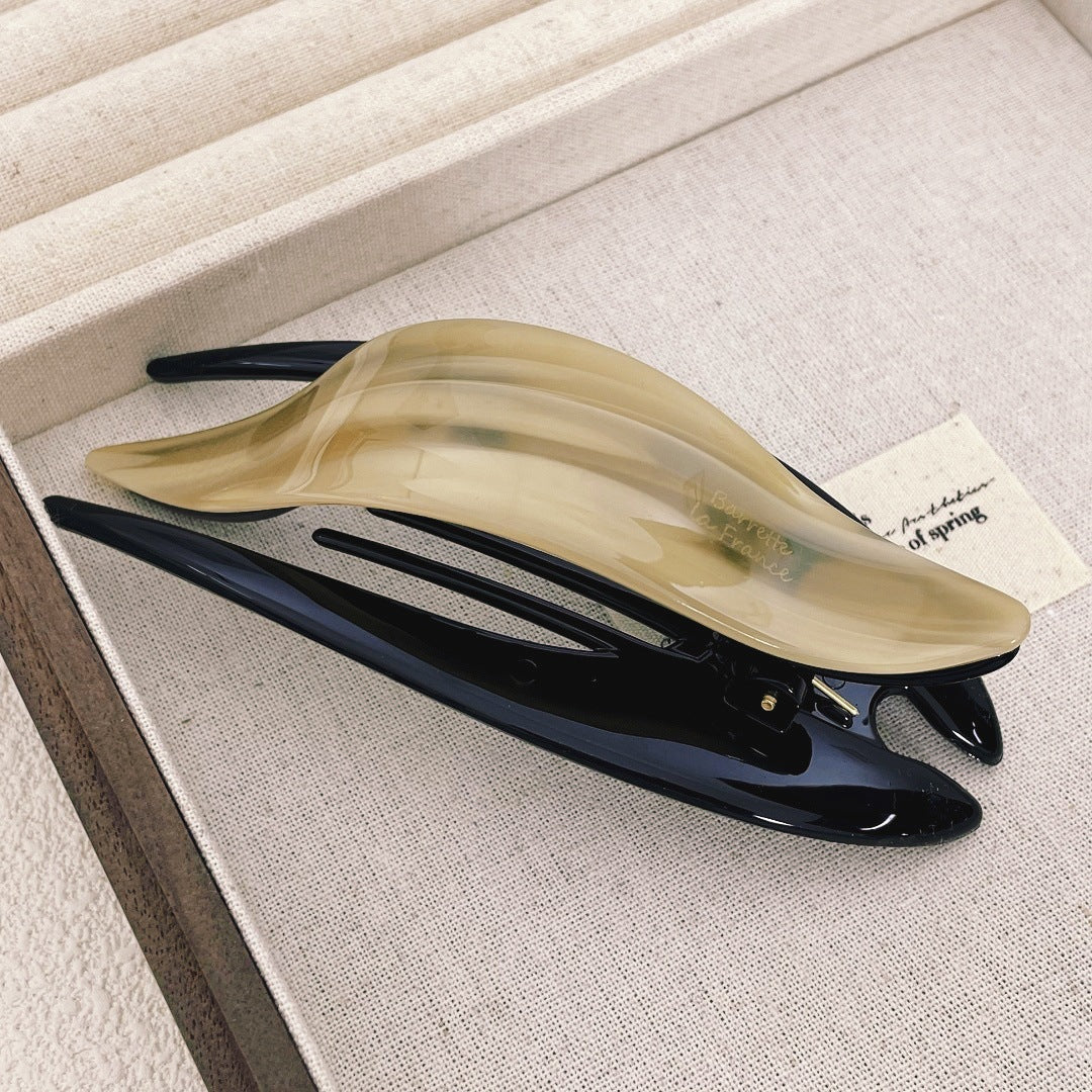 Retro Marbled Acetate Swallowtail Alligator Hair Clip, Long Duckbill Hair Clip for Women