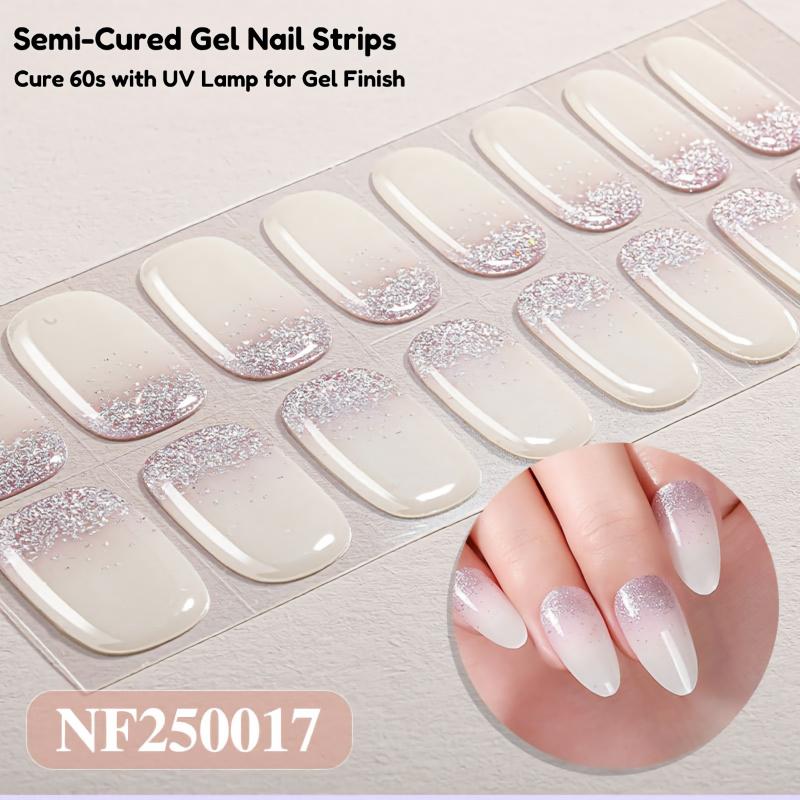 Semi‑Cured Gel Nail Wraps, Assorted Patterns DIY Gel Nail Stickers, 1 Sheet (16‑Pcs), UV Lamp Required