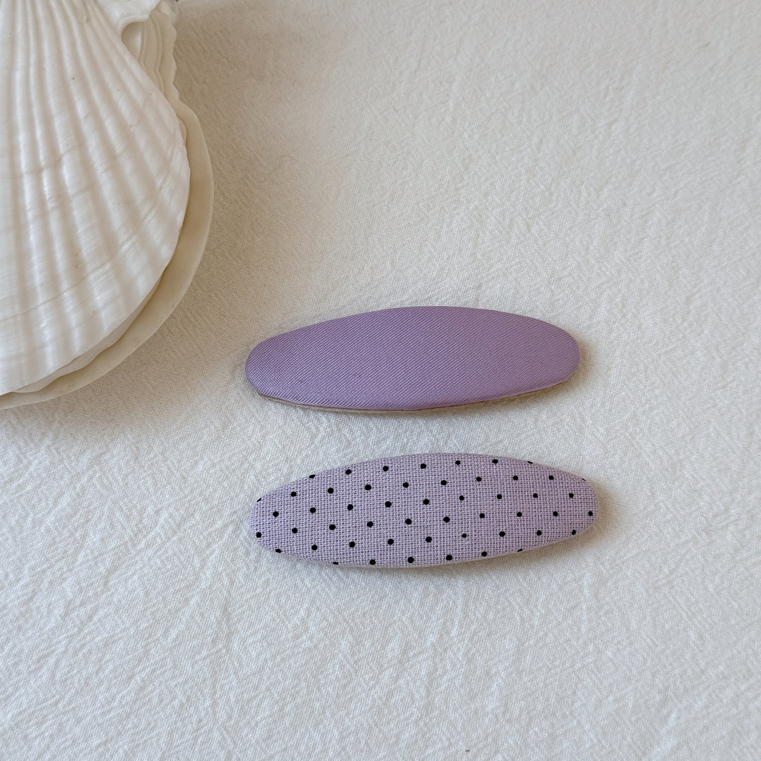 Polka Dot & Solid Oval BB Hair Clips Set of 2, Sweet Daily Side Bang Barrettes