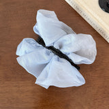 Soft Sheer Organza Flower Banana Clip, Voluminous Floral Vertical Hair Barrette for Women
