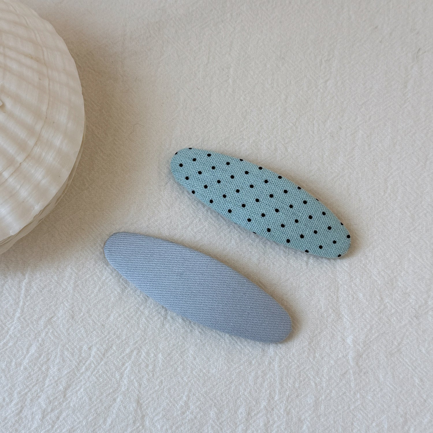 Polka Dot & Solid Oval BB Hair Clips Set of 2, Sweet Daily Side Bang Barrettes
