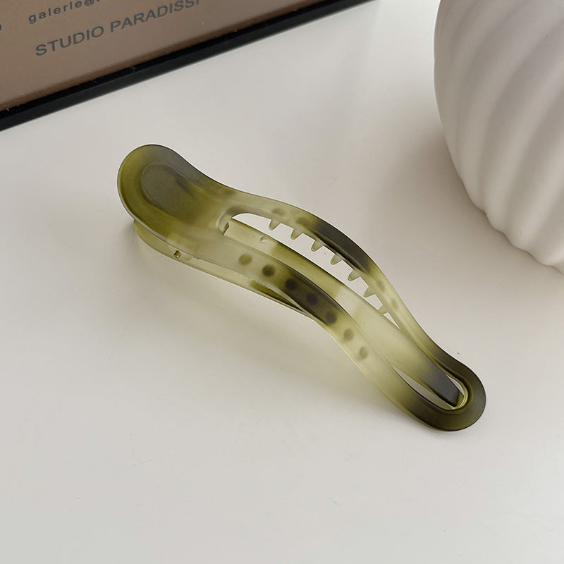Minimalist Gradient Acrylic Curved Hollow Alligator Hair Clip, Side Bang Duckbill Clip for Women