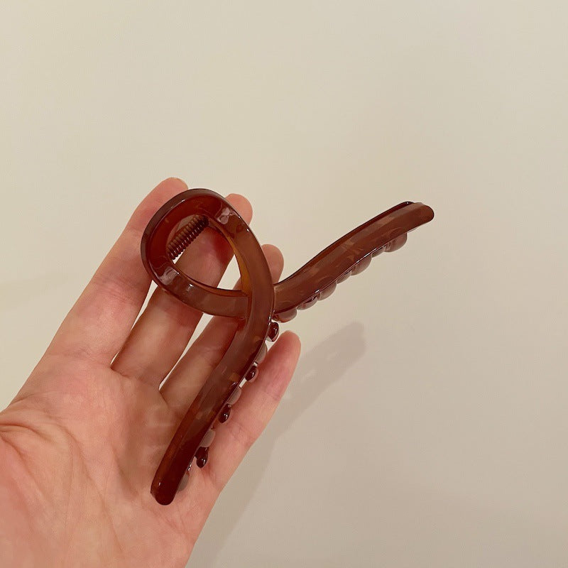 Minimalist Twist Knot Long Acrylic Hair Claw Clip, Large Jaw Clip for Thick Long Hair