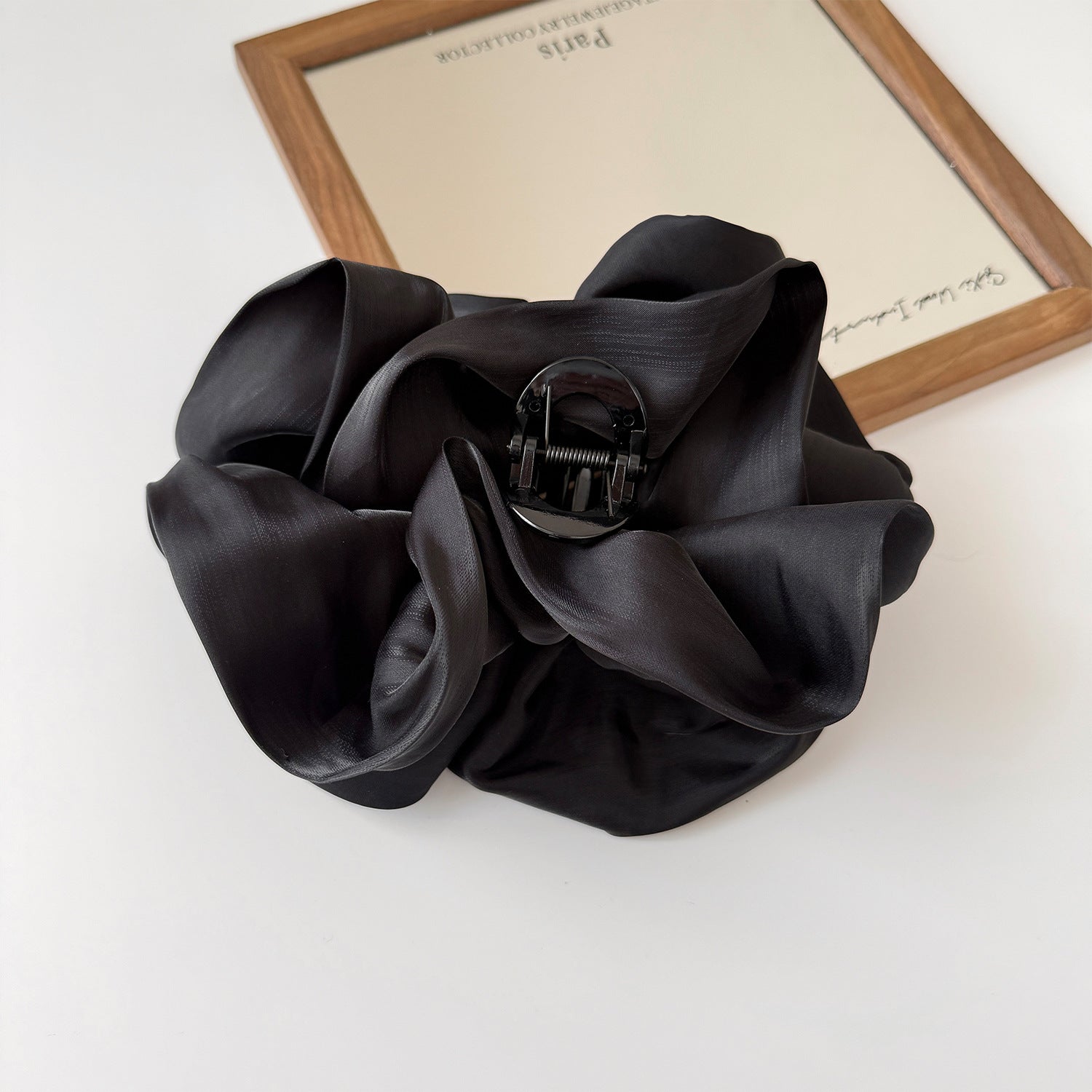 Satin Large Flower Claw Clip Women Glossy Floral Shark Clip Elegant Half Up Hair Accessory