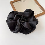 Satin Large Flower Claw Clip Women Glossy Floral Shark Clip Elegant Half Up Hair Accessory