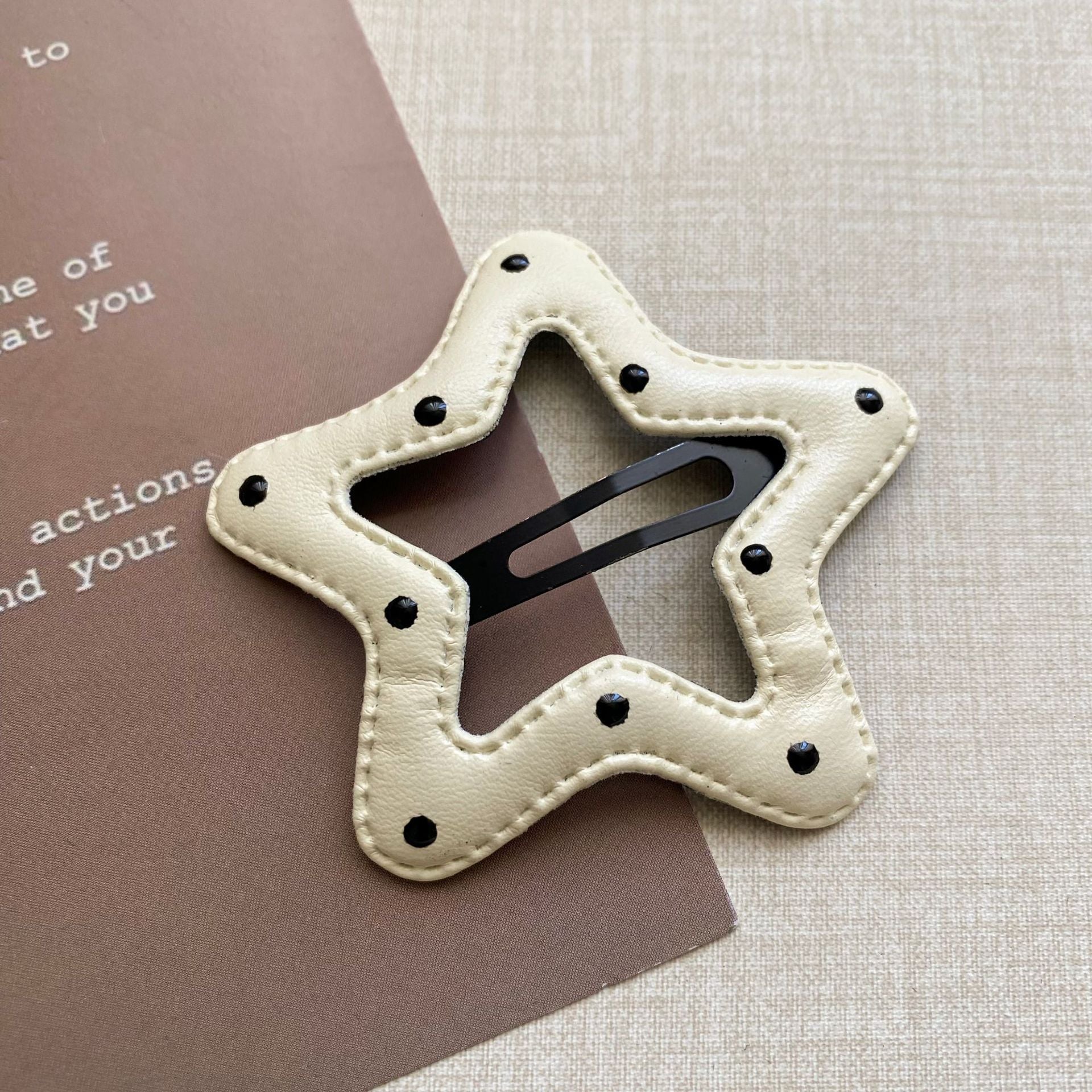 Black and White Polka Dot Leather BB Clip