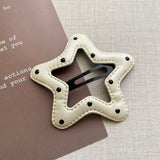 Black and White Polka Dot Leather BB Clip