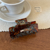 Vintage Square Arc Acetate Hair Claw Clip, Medium Rectangle Jaw Clip for Women