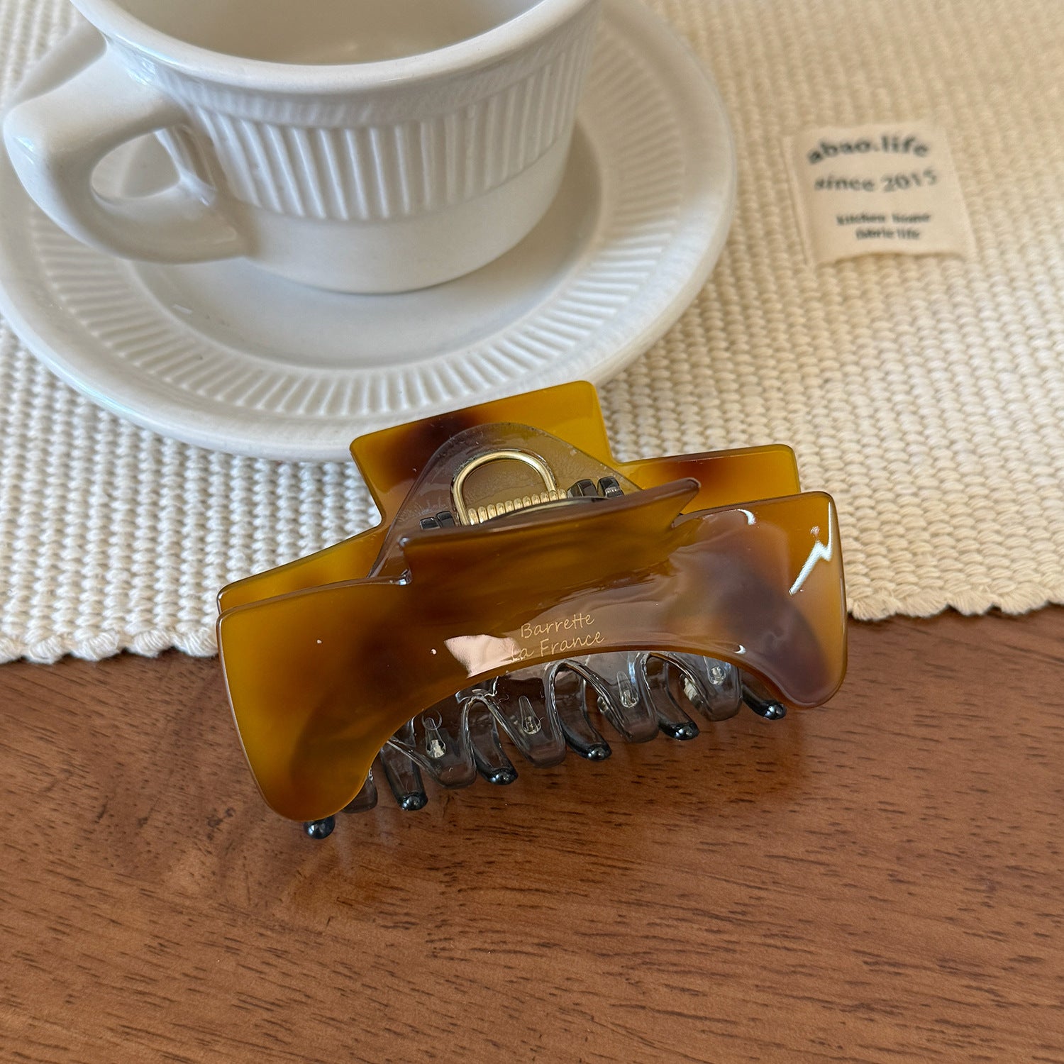 Vintage Square Arc Acetate Hair Claw Clip, Medium Rectangle Jaw Clip for Women