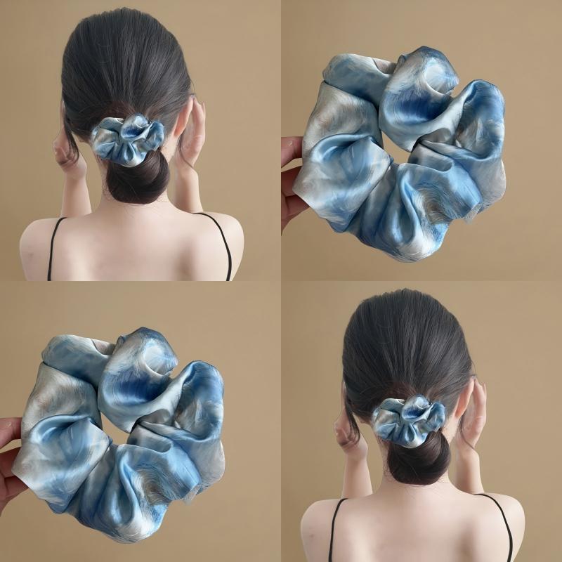 Starry Blue Oil Painting Satin Scrunchie