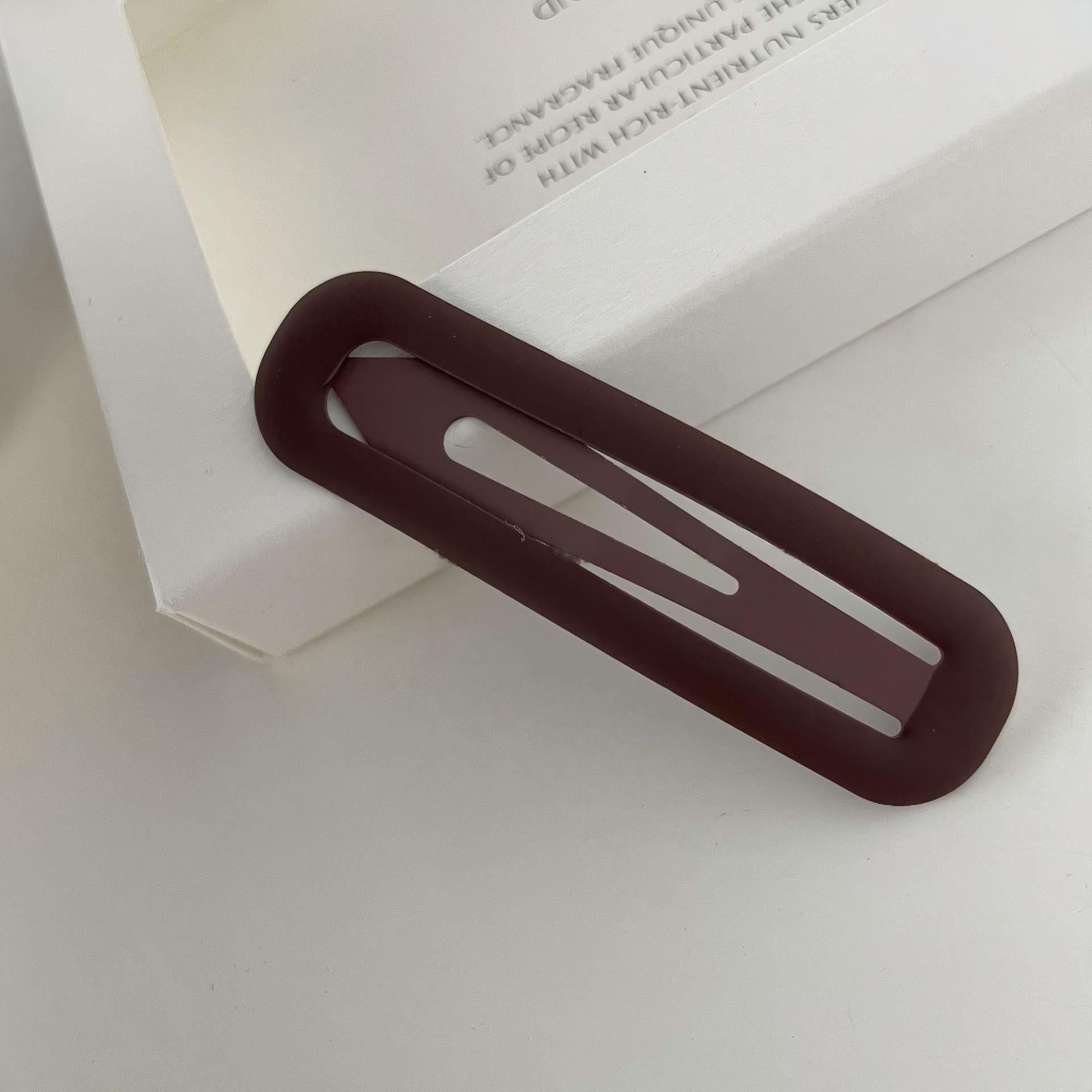 Matte Hollow Long Oval BB Hair Clips, Solid Color Side Bang Barrettes