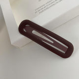 Matte Hollow Long Oval BB Hair Clips, Solid Color Side Bang Barrettes
