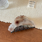 Vintage Scalloped Wave Arc Acetate Hair Claw Clip, Medium Jaw Clip for Women
