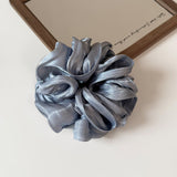 Luxury Glossy Satin Ruffled Large Scrunchie, Soft Voluminous Hair Tie for Women