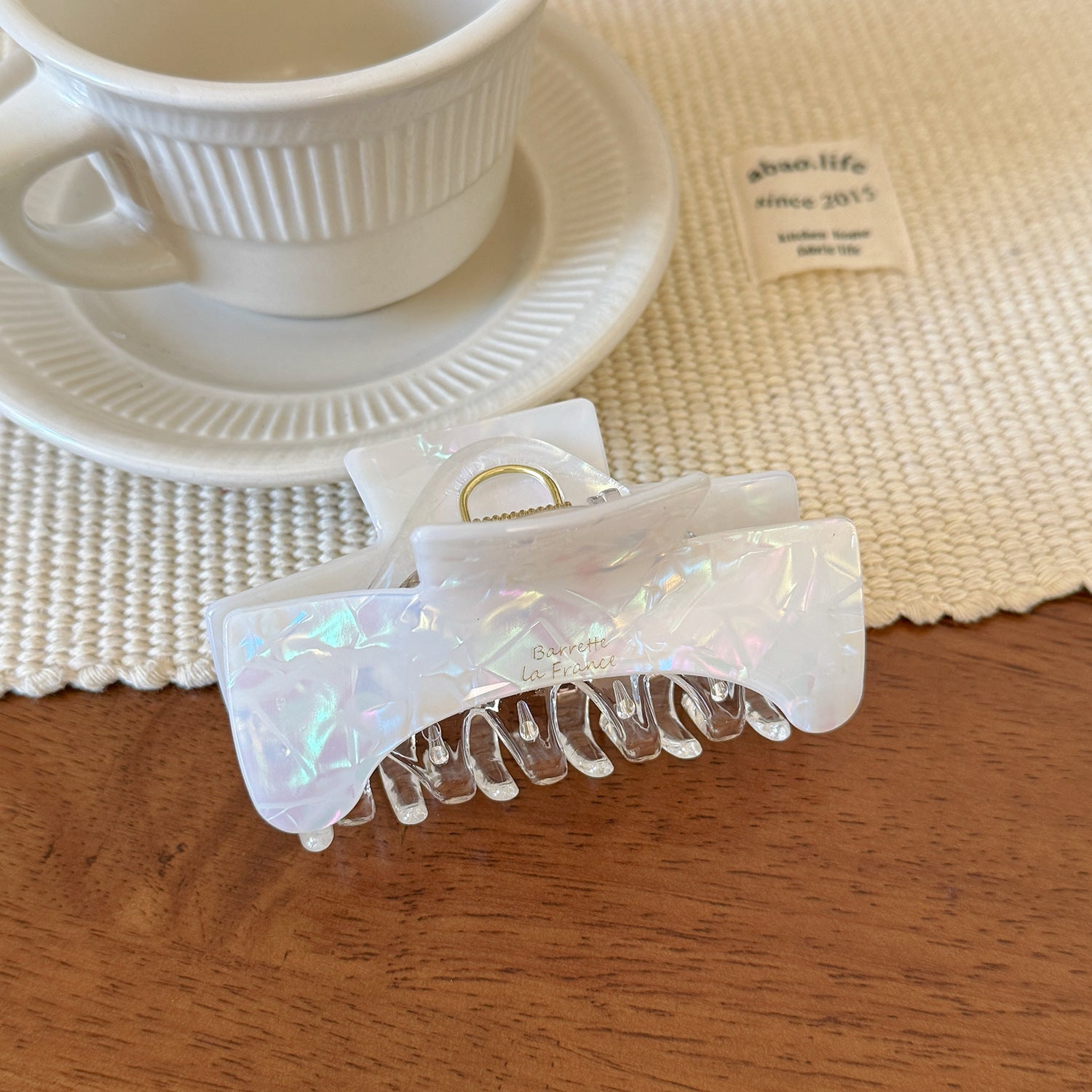 Vintage Square Arc Acetate Hair Claw Clip, Medium Rectangle Jaw Clip for Women