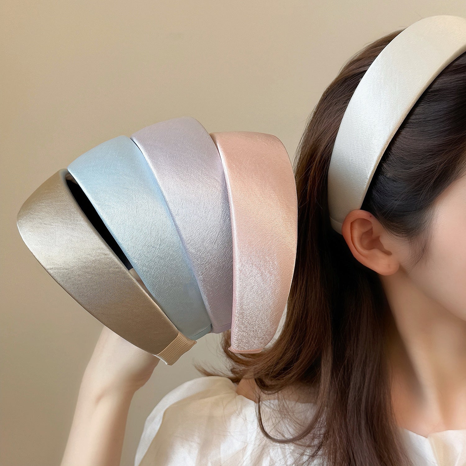 Sweet Solid Color Satin Headband