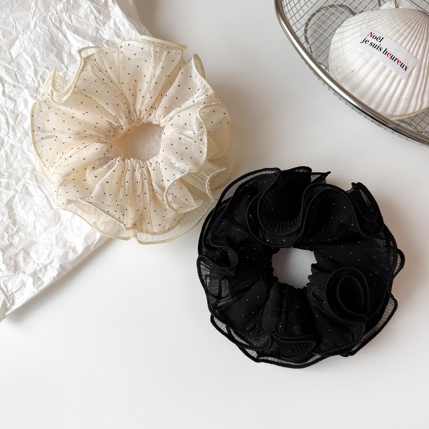 Tulle Polka Dot Scrunchie