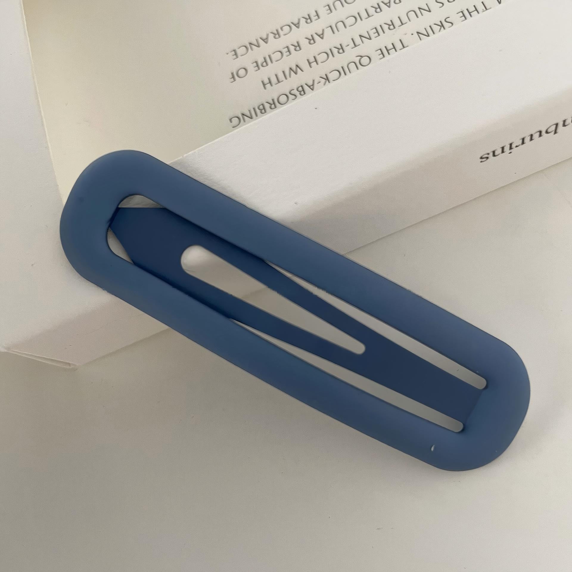 Matte Hollow Long Oval BB Hair Clips, Solid Color Side Bang Barrettes
