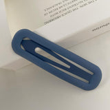 Matte Hollow Long Oval BB Hair Clips, Solid Color Side Bang Barrettes