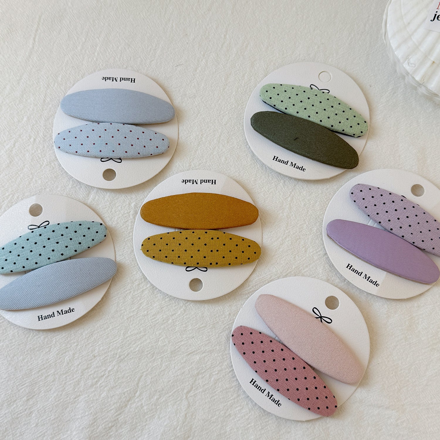Oval Polka Dot Fabric Candy Color BB Clip