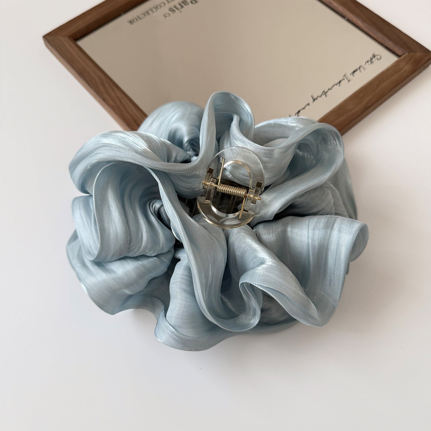 Satin Large Flower Claw Clip Women Glossy Floral Shark Clip Elegant Half Up Hair Accessory