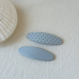 Polka Dot & Solid Oval BB Hair Clips Set of 2, Sweet Daily Side Bang Barrettes