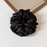 Luxury Glossy Satin Ruffled Large Scrunchie, Soft Voluminous Hair Tie for Women
