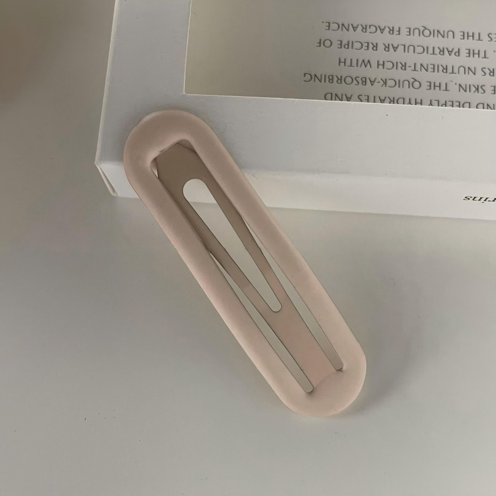 Matte Hollow Long Oval BB Hair Clips, Solid Color Side Bang Barrettes
