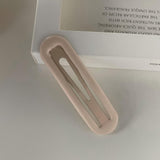 Matte Hollow Long Oval BB Hair Clips, Solid Color Side Bang Barrettes