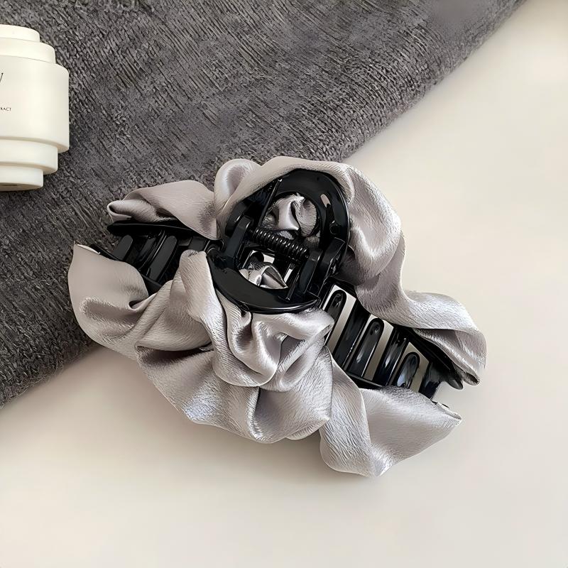 Satin Ruffled Banana Hair Clip Women Pleated Fabric Hair Barrette Elegant Ponytail Hair Accessory