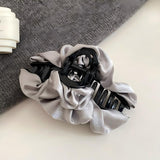 Satin Ruffled Banana Hair Clip Women Pleated Fabric Hair Barrette Elegant Ponytail Hair Accessory
