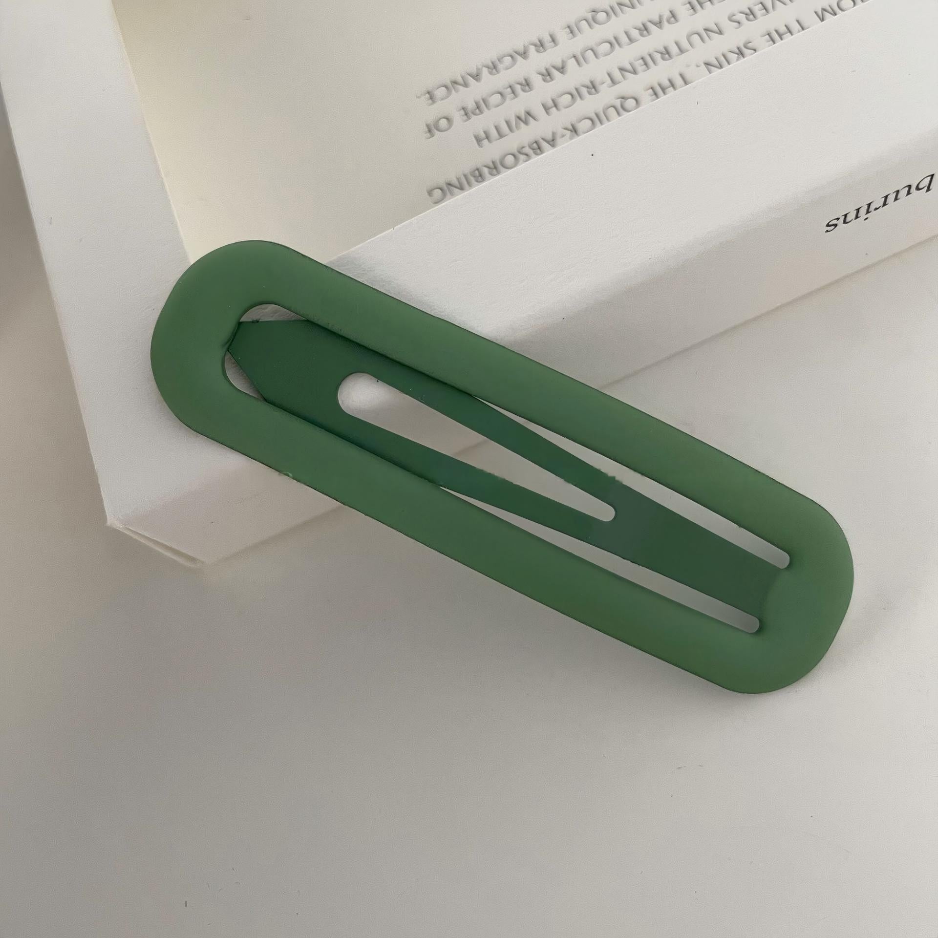 Matte Hollow Long Oval BB Hair Clips, Solid Color Side Bang Barrettes