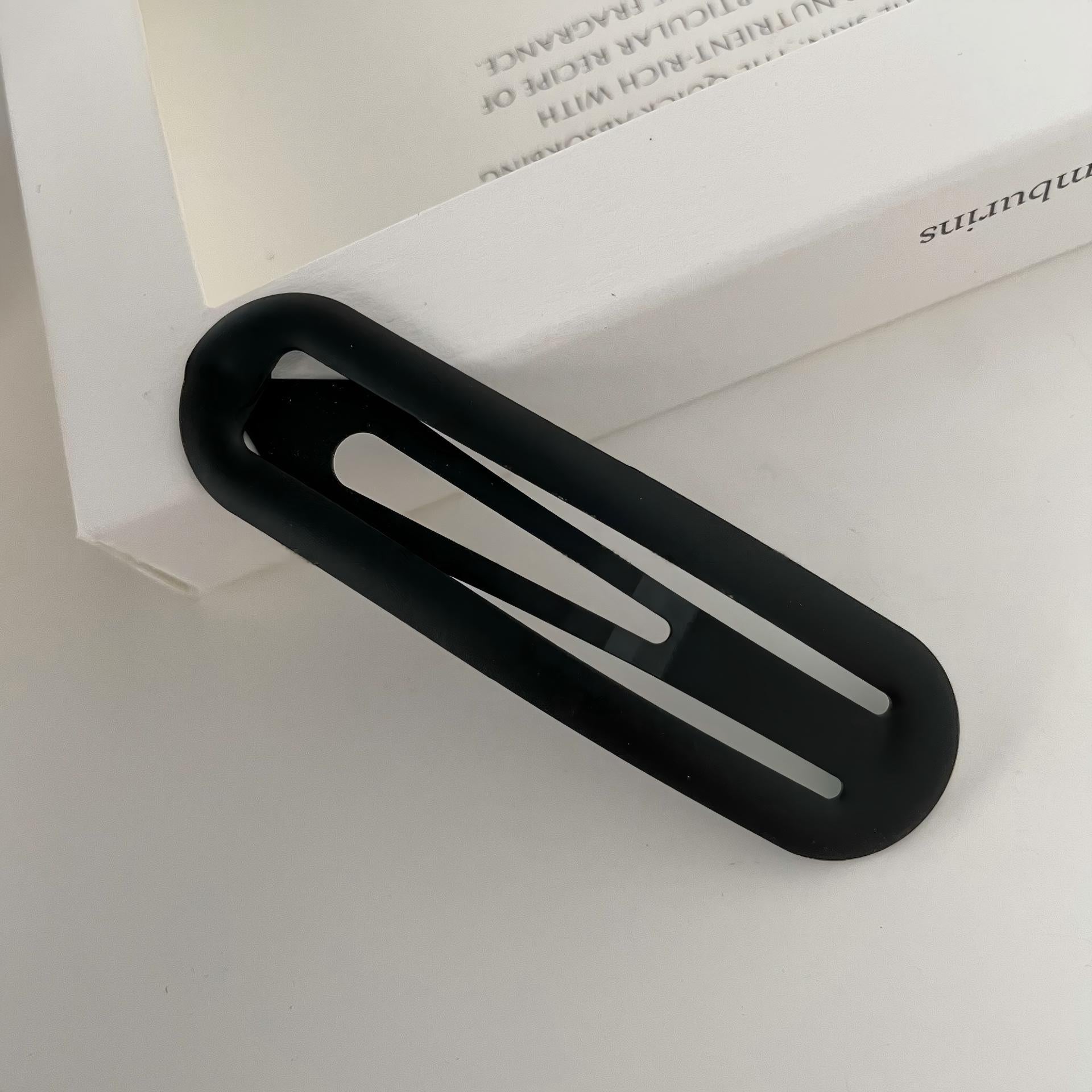 Matte Hollow Long Oval BB Hair Clips, Solid Color Side Bang Barrettes