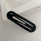 Matte Hollow Long Oval BB Hair Clips, Solid Color Side Bang Barrettes