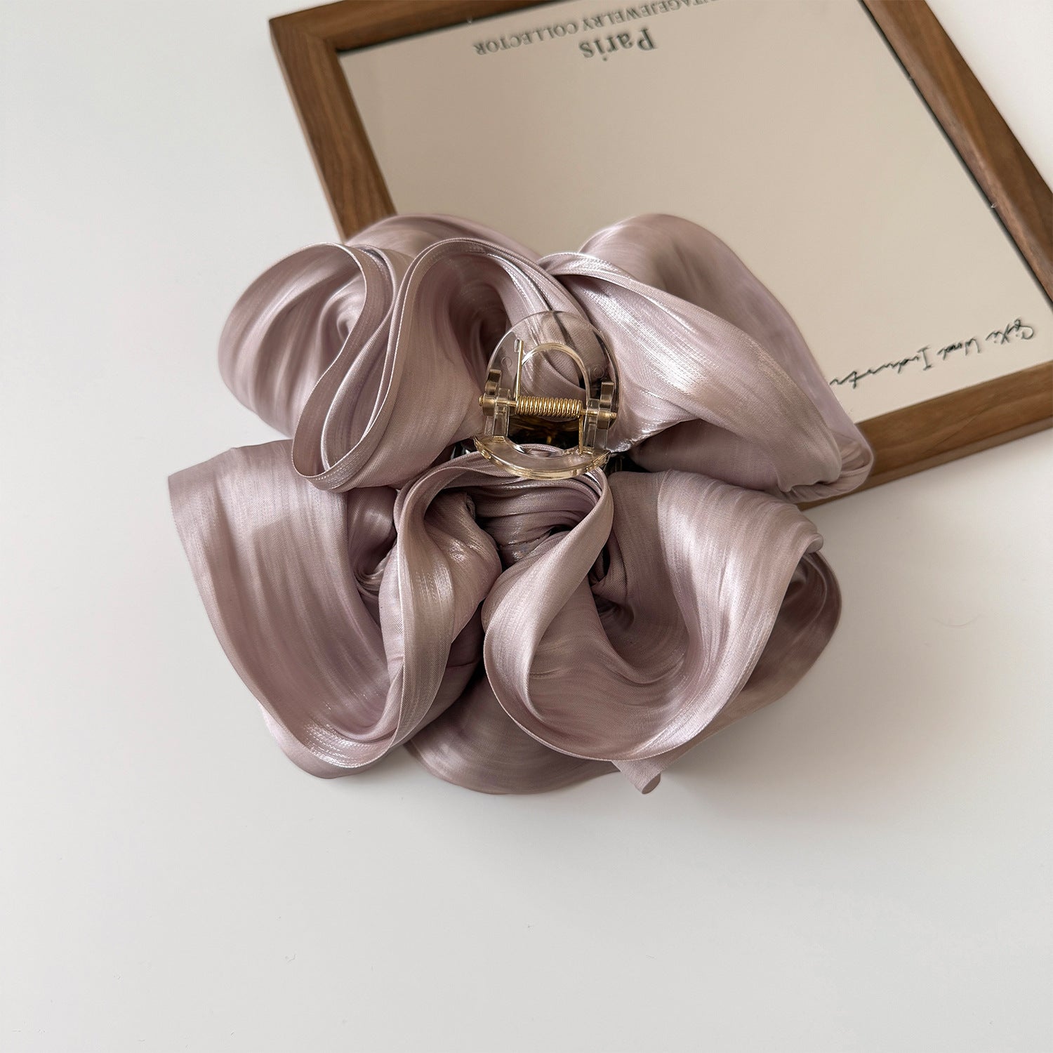 Satin Large Flower Claw Clip Women Glossy Floral Shark Clip Elegant Half Up Hair Accessory