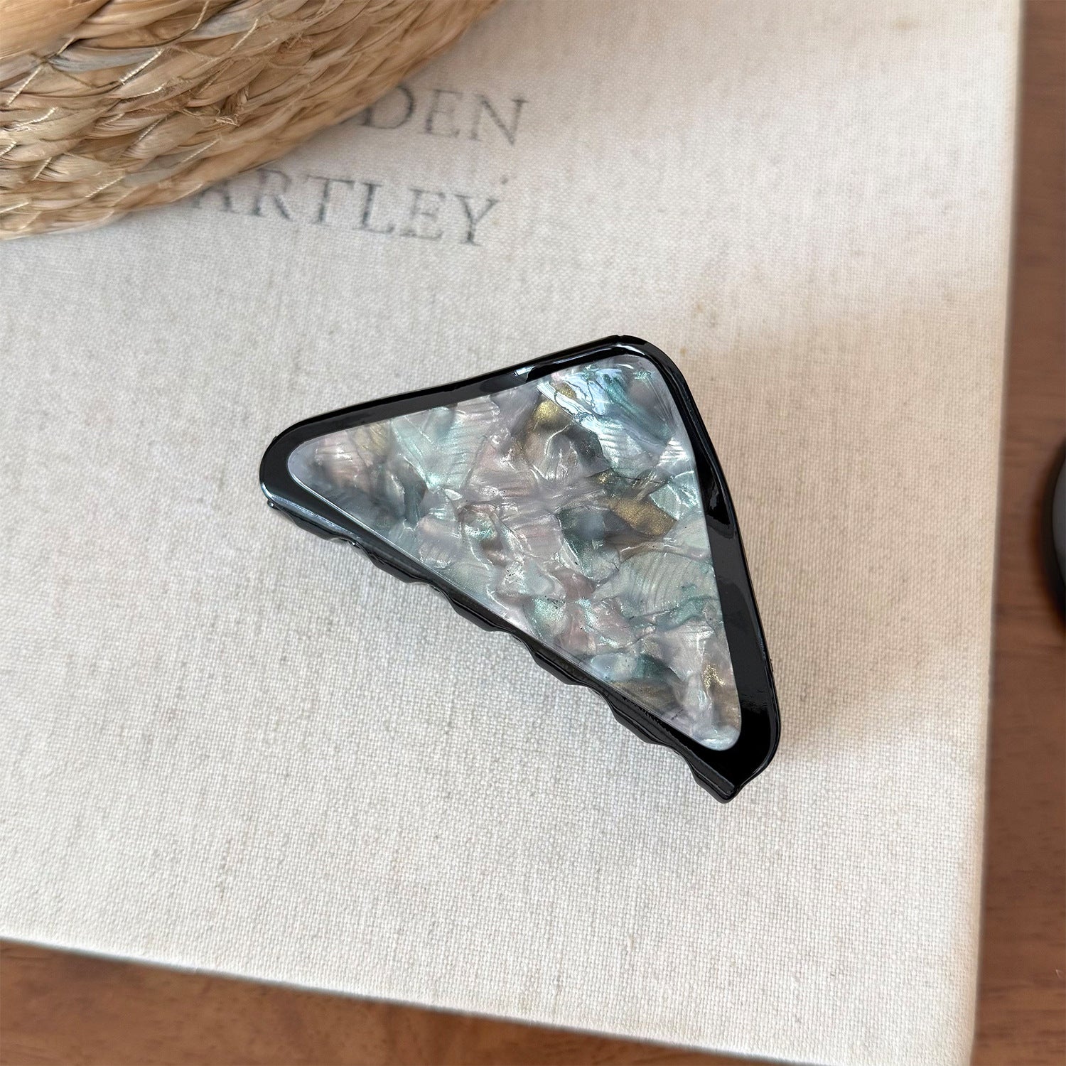 Marble Triangle Hair Claw Clip Elegant Acrylic Shark Clip For Half Up Hair
