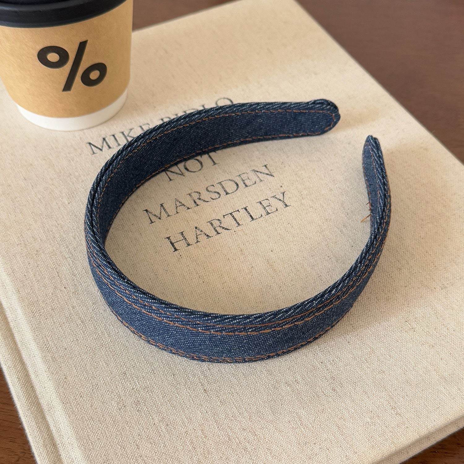 Vintage Stitched Denim Headband Women Simple Wide Hair Hoop