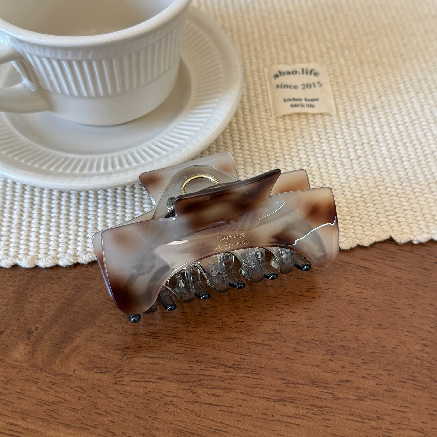 Vintage Square Arc Acetate Hair Claw Clip, Medium Rectangle Jaw Clip for Women