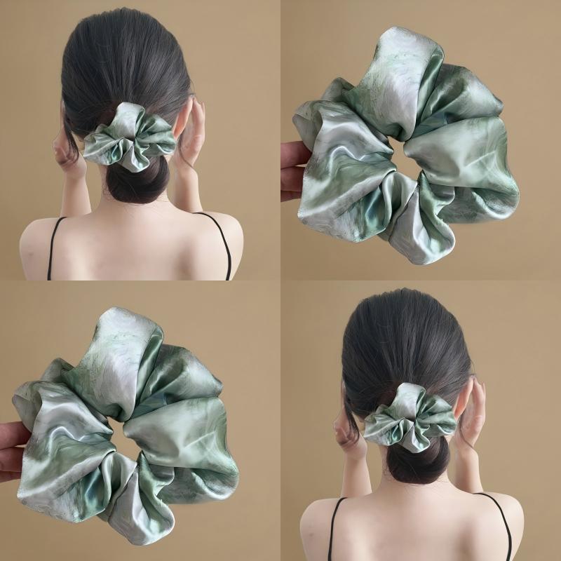 Starry Blue Oil Painting Satin Scrunchie