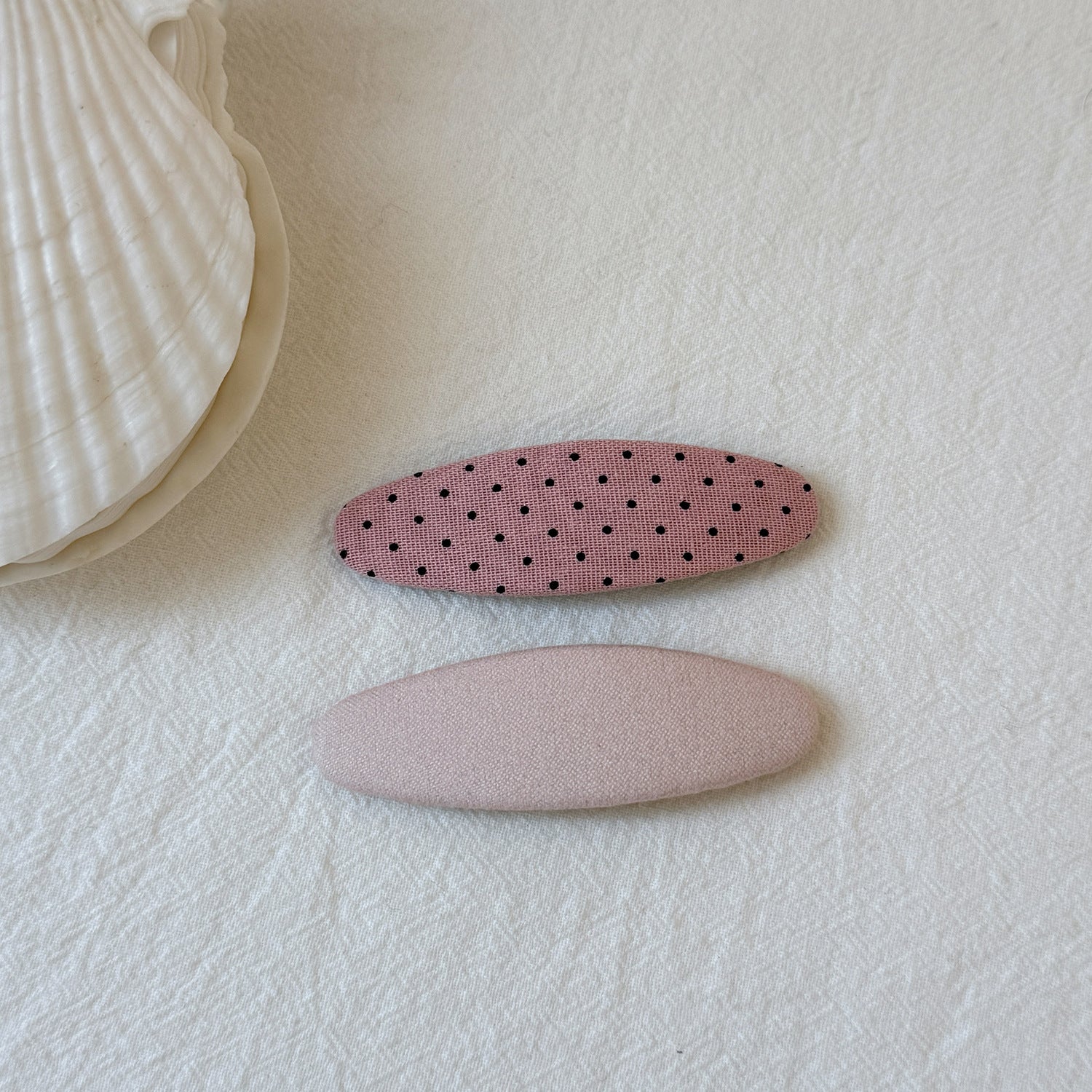 Polka Dot & Solid Oval BB Hair Clips Set of 2, Sweet Daily Side Bang Barrettes