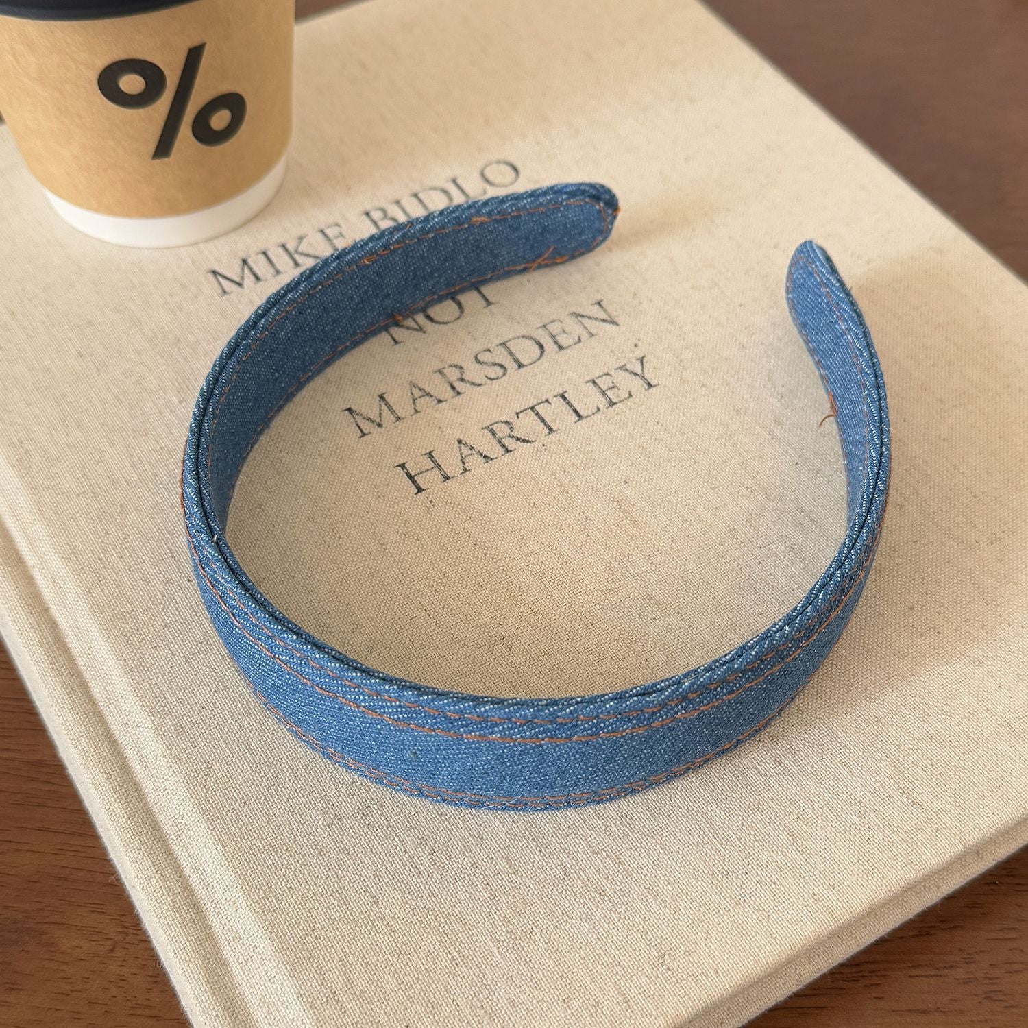 Vintage Stitched Denim Headband Women Simple Wide Hair Hoop