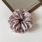Luxury Glossy Satin Ruffled Large Scrunchie, Soft Voluminous Hair Tie for Women