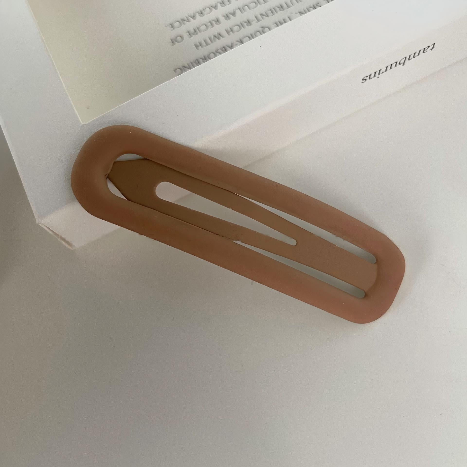 Matte Hollow Long Oval BB Hair Clips, Solid Color Side Bang Barrettes