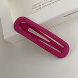Matte Hollow Long Oval BB Hair Clips, Solid Color Side Bang Barrettes