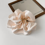 Satin Large Flower Claw Clip Women Glossy Floral Shark Clip Elegant Half Up Hair Accessory