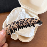 Leopard Print Ruched Banana Hair Clip Vertical Ponytail Barrette