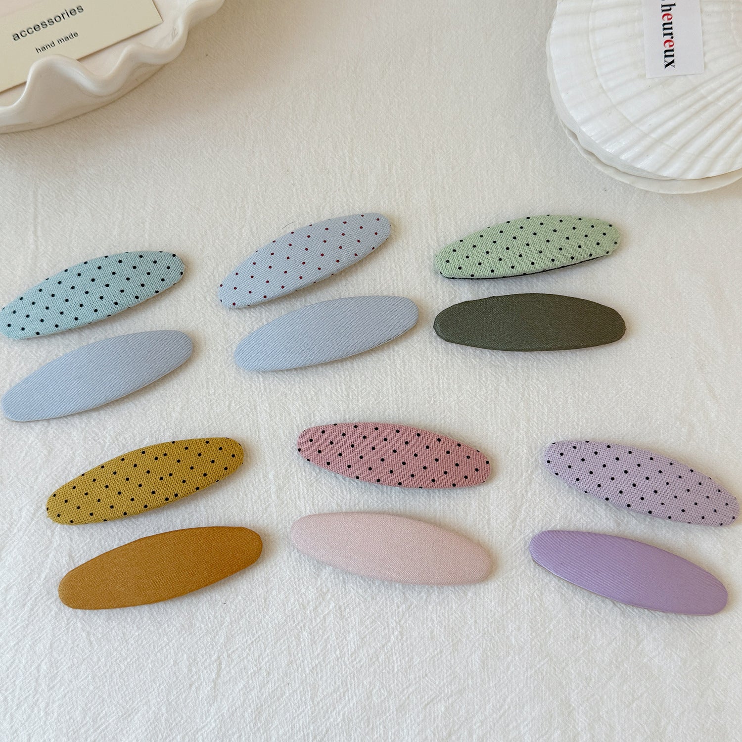 Oval Polka Dot Fabric Candy Color BB Clip